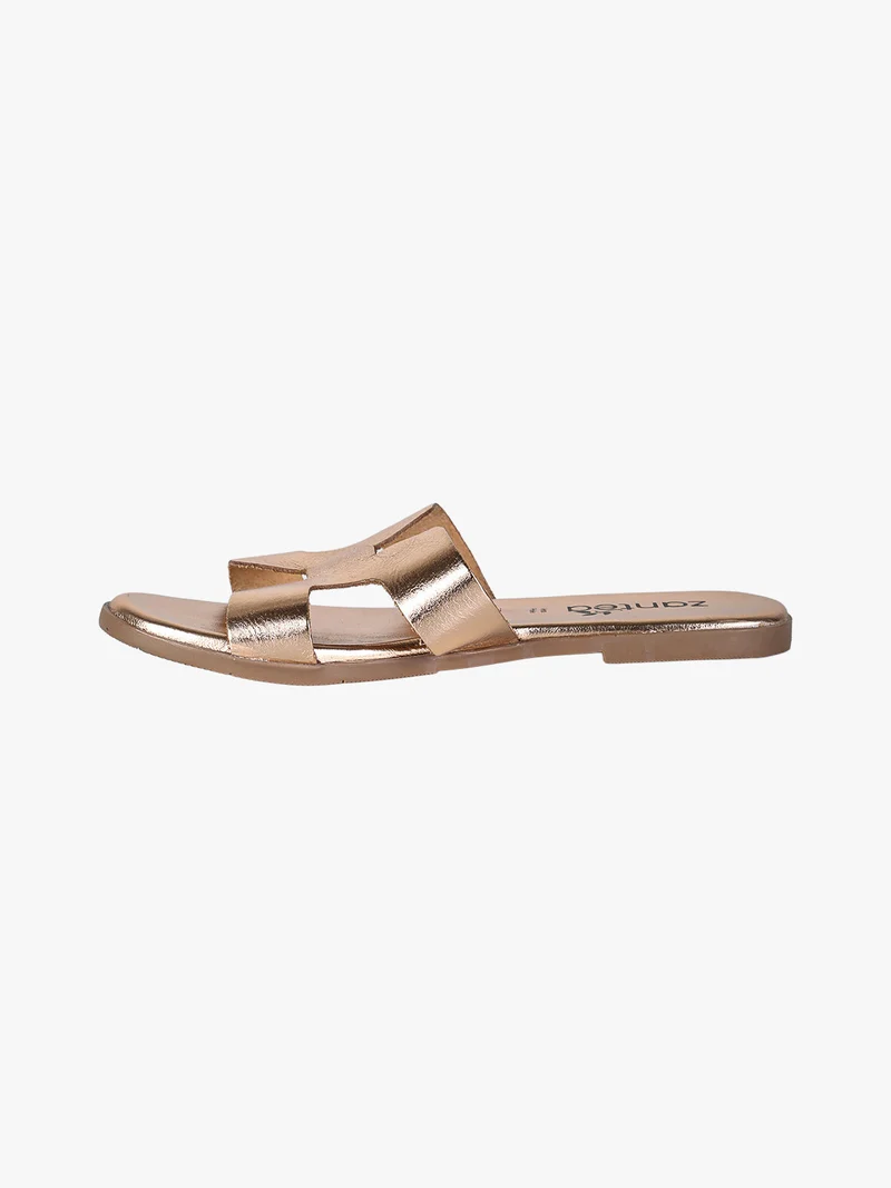 Ciabatte in pelle da donna con fascia ad H - rosa