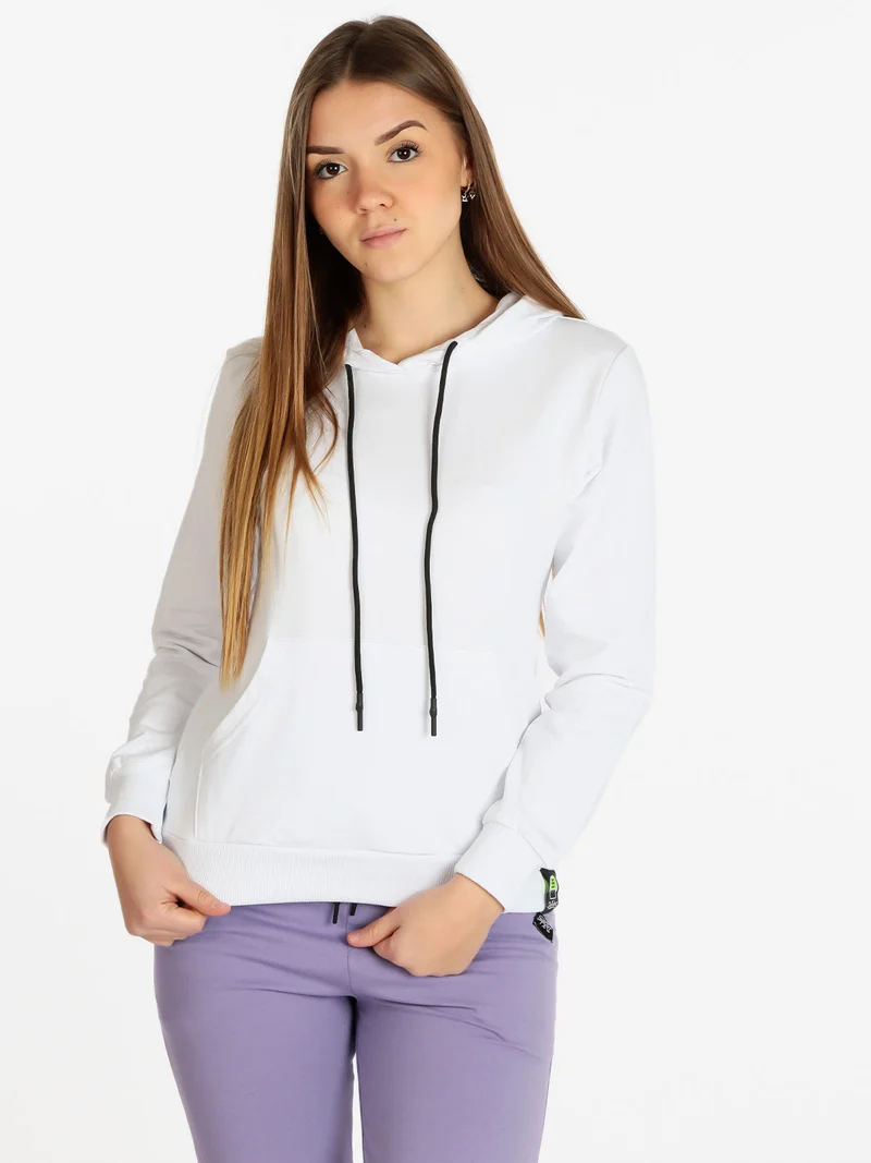 Felpa leggera donna con cappuccio - bianco