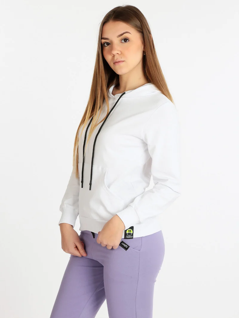 Felpa leggera donna con cappuccio - bianco