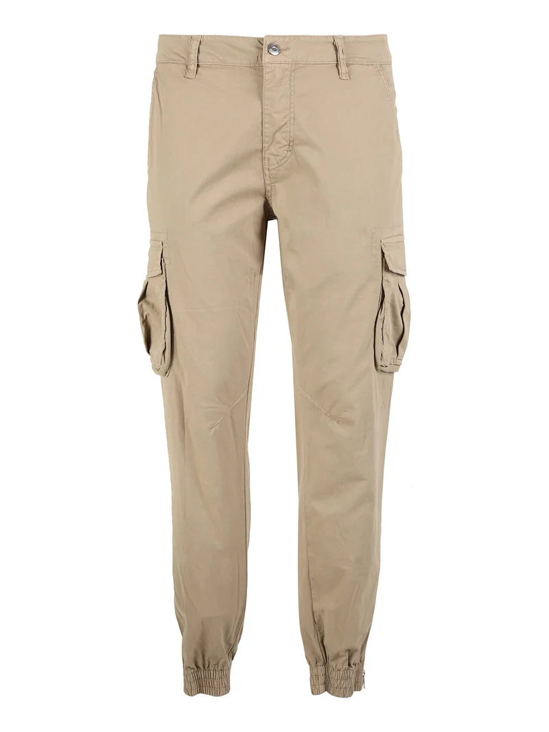 Pantaloni cargo da uomo con polsini e zip sul finale - khaki