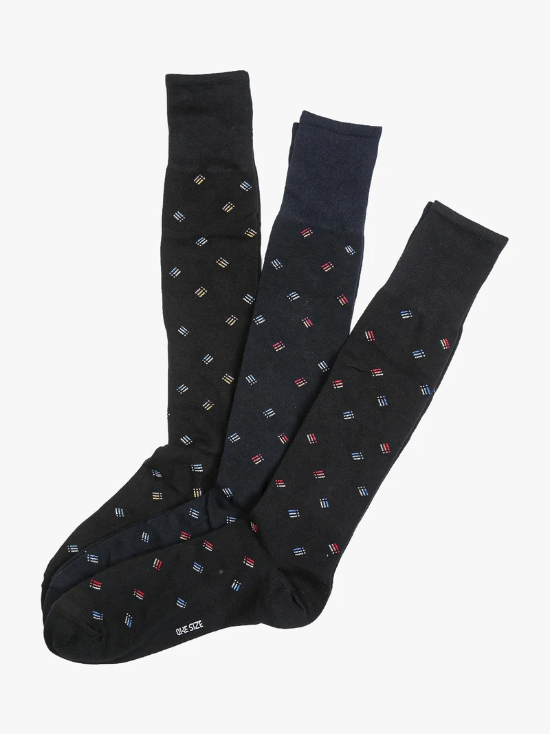 Confezione da 3 paia di calze lunghe da uomo in cotone - blu scuro