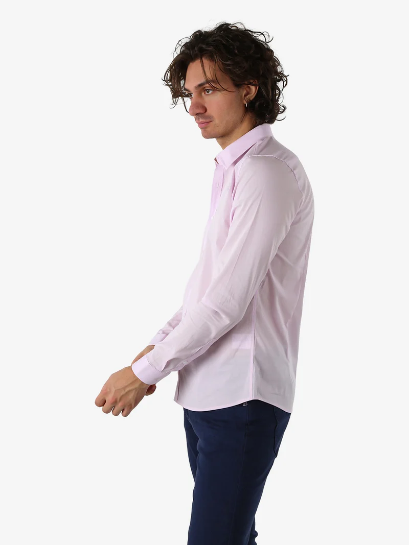 Camicia da uomo slim fit a maniche lunghe - rosa
