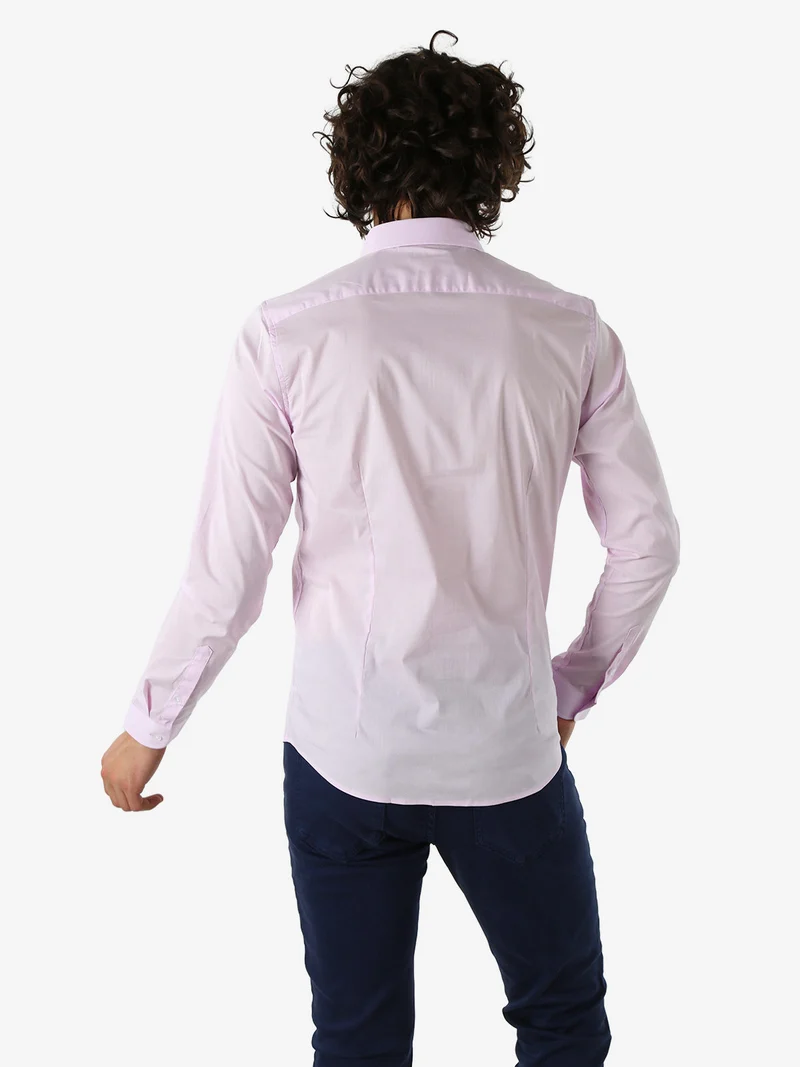 Camicia da uomo slim fit a maniche lunghe - rosa