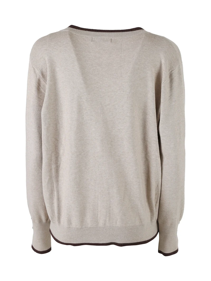 Cardigan donna in maglia con bottoni e dettagli lurex - beige