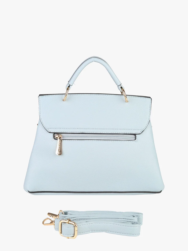 Borsa frame con tracolla e borchie - azzurro