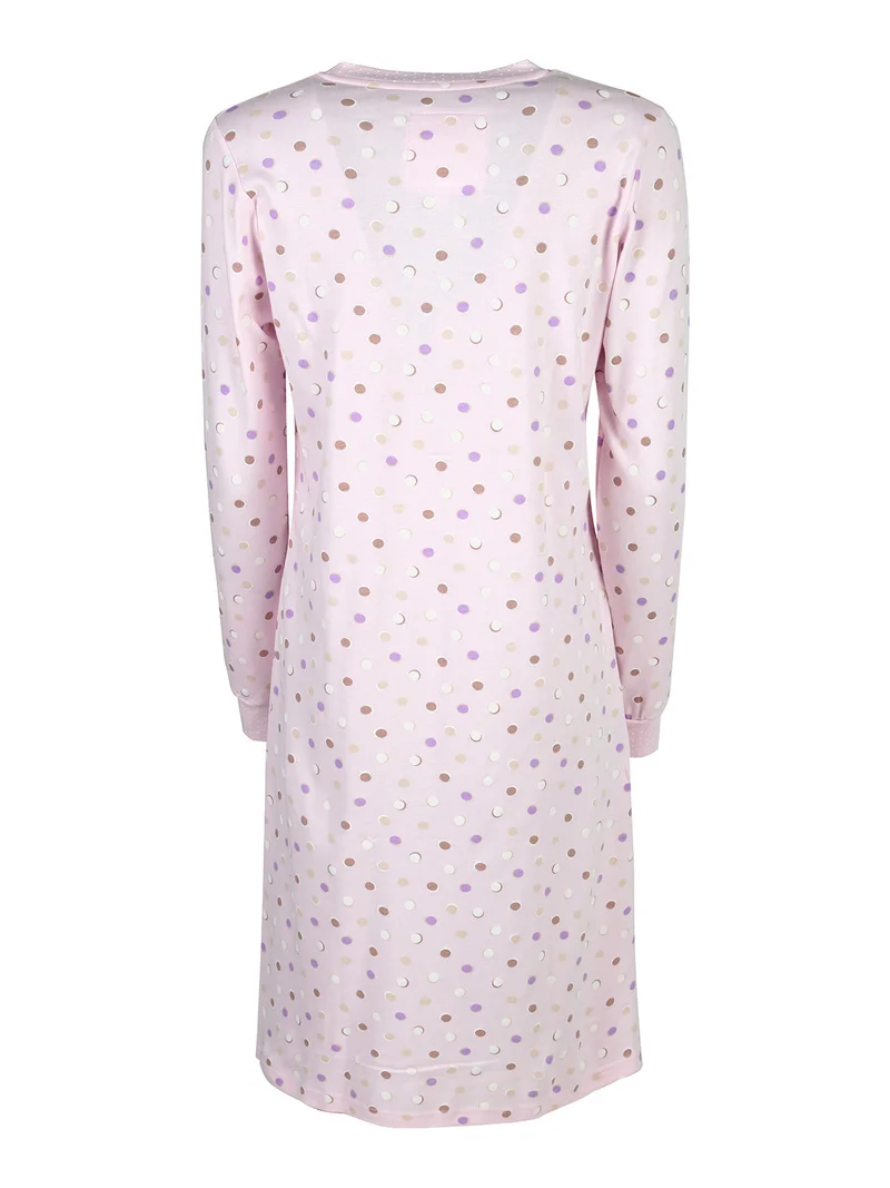 Camicia da notte donna a maniche lunghe in cotone interlock - rosa