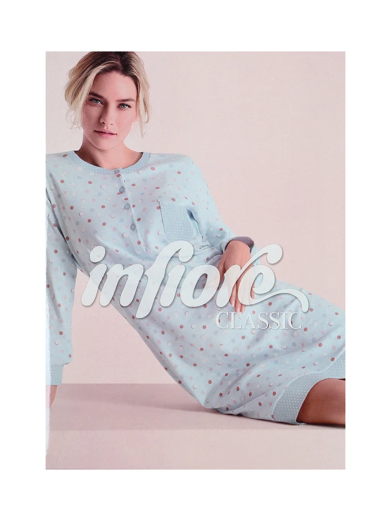 Camicia da notte donna a maniche lunghe in cotone interlock - rosa