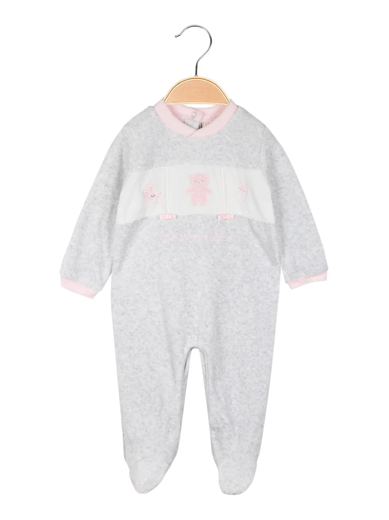 Tutina da neonata in ciniglia - grigio chiaro