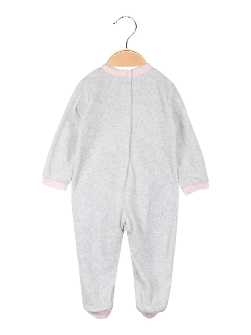 Tutina da neonata in ciniglia - grigio chiaro