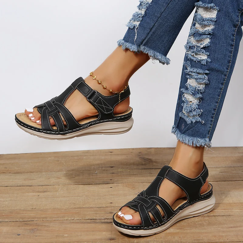 Damen Orthopädische Sandalen | Ballenzehenkorrektur | Ergonomisches Fußbett | Verstellbare Klettverschlüsse