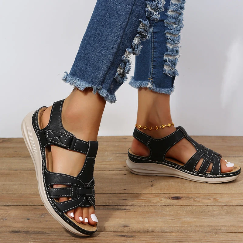 Damen Orthopädische Sandalen | Ballenzehenkorrektur | Ergonomisches Fußbett | Verstellbare Klettverschlüsse