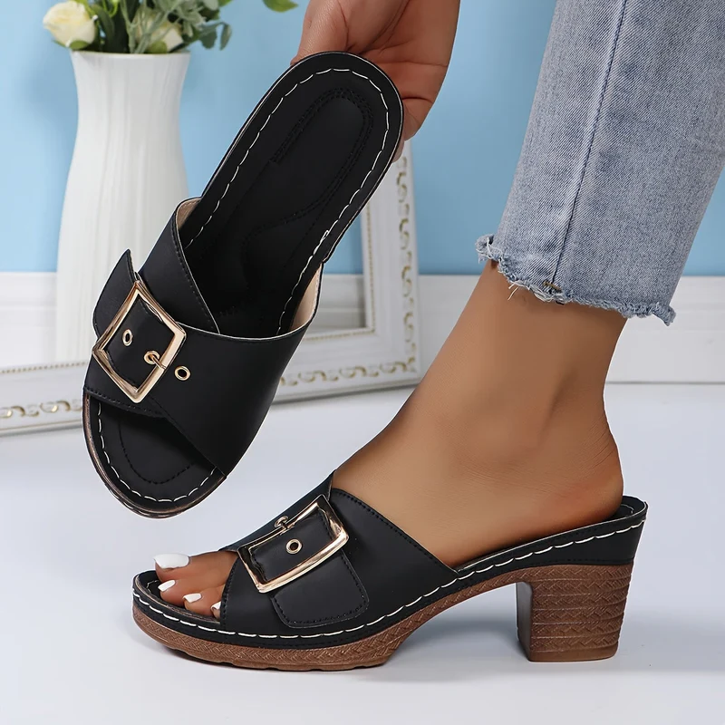 Damen Ledersandalen | Echtes Leder | Blockabsatz 5 cm | Stilvoll & Bequem für Sommer-Outfits