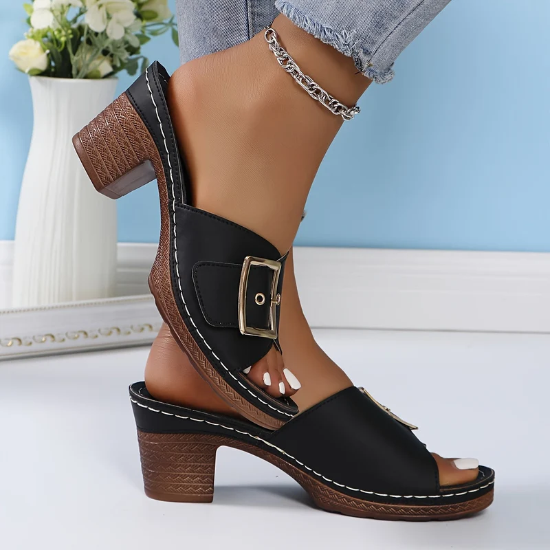 Damen Ledersandalen | Echtes Leder | Blockabsatz 5 cm | Stilvoll & Bequem für Sommer-Outfits