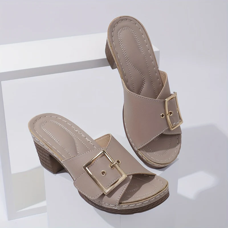 Damen Ledersandalen | Echtes Leder | Blockabsatz 5 cm | Stilvoll & Bequem für Sommer-Outfits