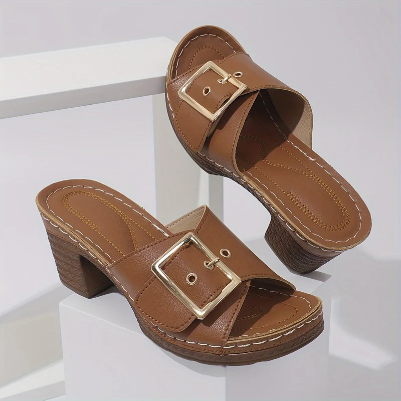 Damen Ledersandalen | Echtes Leder | Blockabsatz 5 cm | Stilvoll & Bequem für Sommer-Outfits