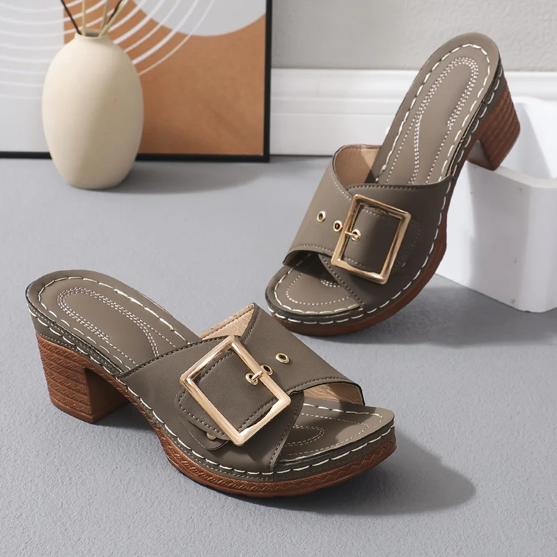 Damen Ledersandalen | Echtes Leder | Blockabsatz 5 cm | Stilvoll & Bequem für Sommer-Outfits