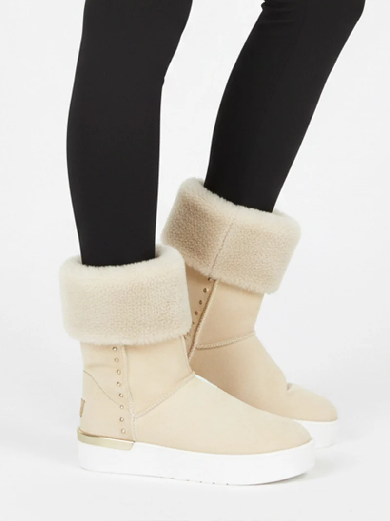 Stivaletti donna scamosciati con pelo - beige