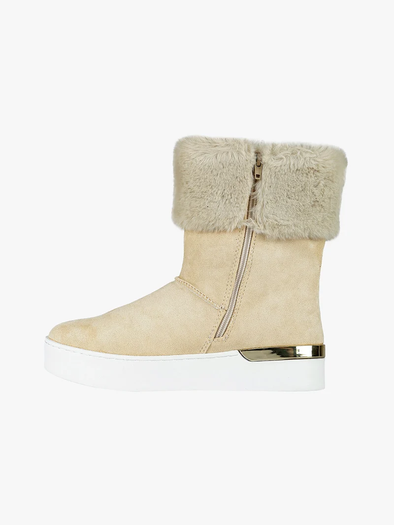 Stivaletti donna scamosciati con pelo - beige