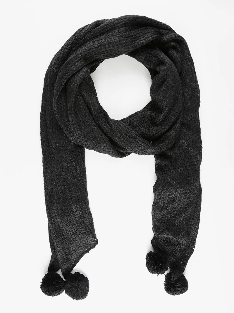 Sciarpa con pompon - nero