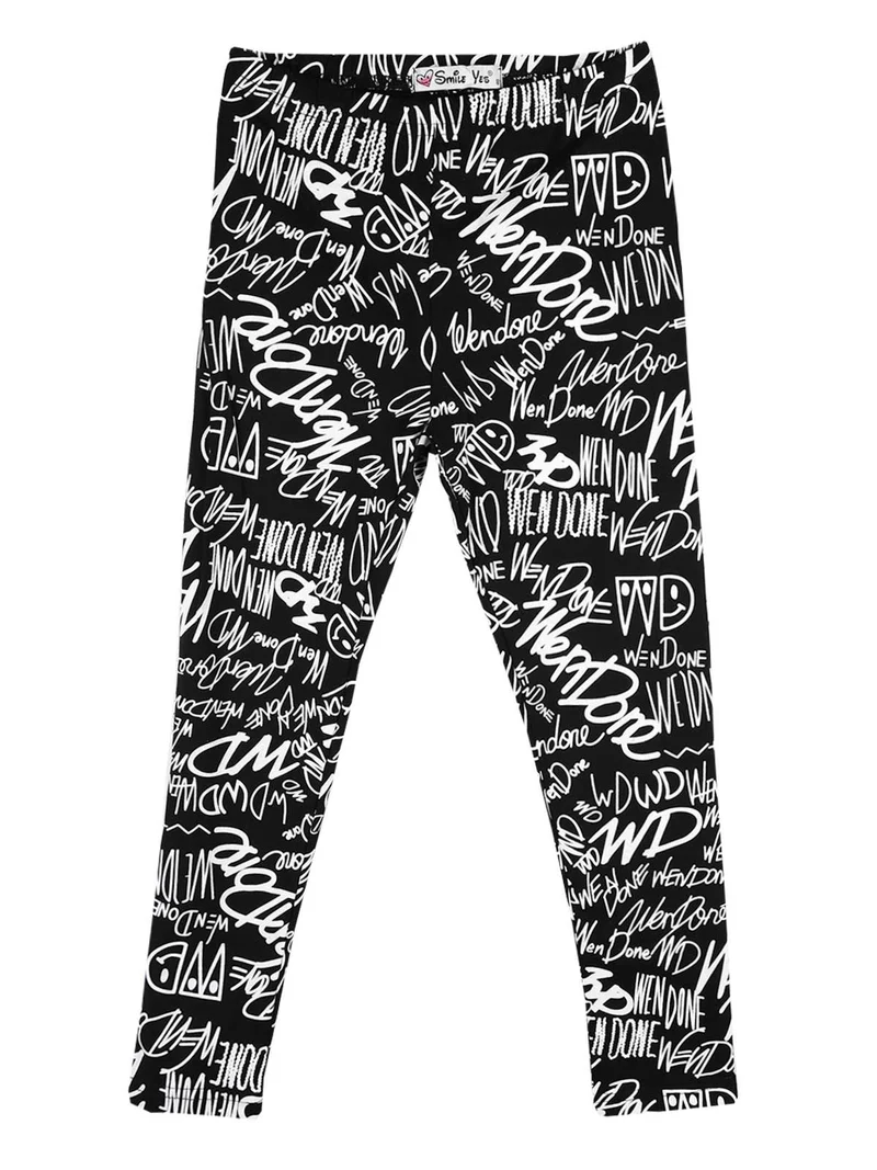 Leggings da bambina con stampa scritte - bianco