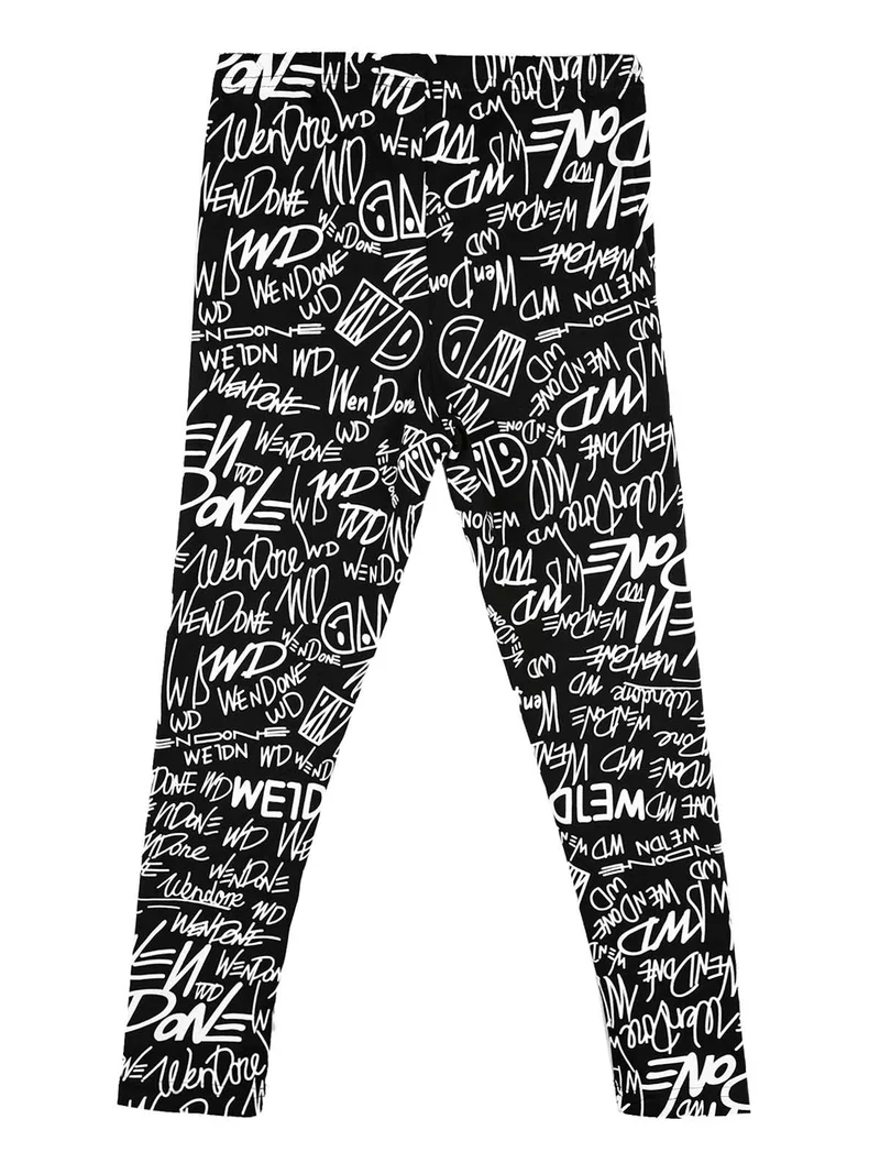 Leggings da bambina con stampa scritte - bianco
