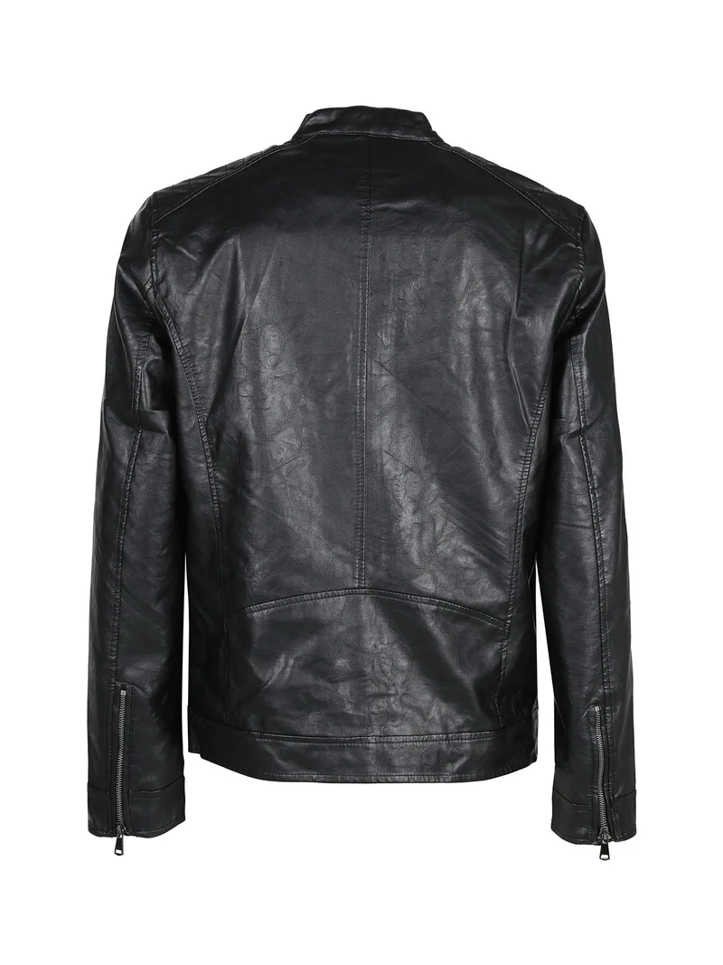 Giacca in ecopelle da uomo - nero