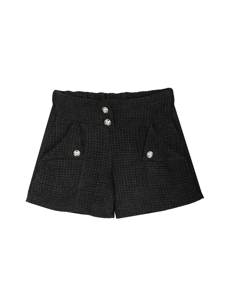 Shorts da bambina in tessuto - nero
