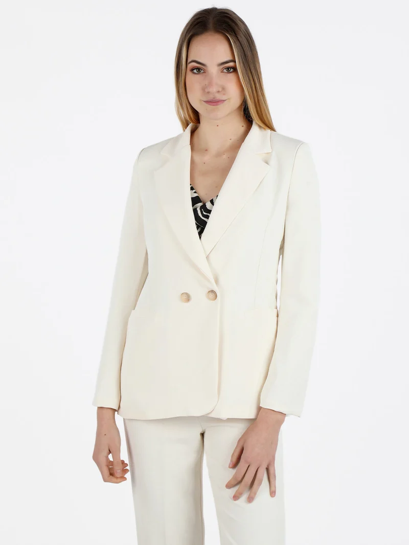 Giacca donna elegante a doppiopetto - panna