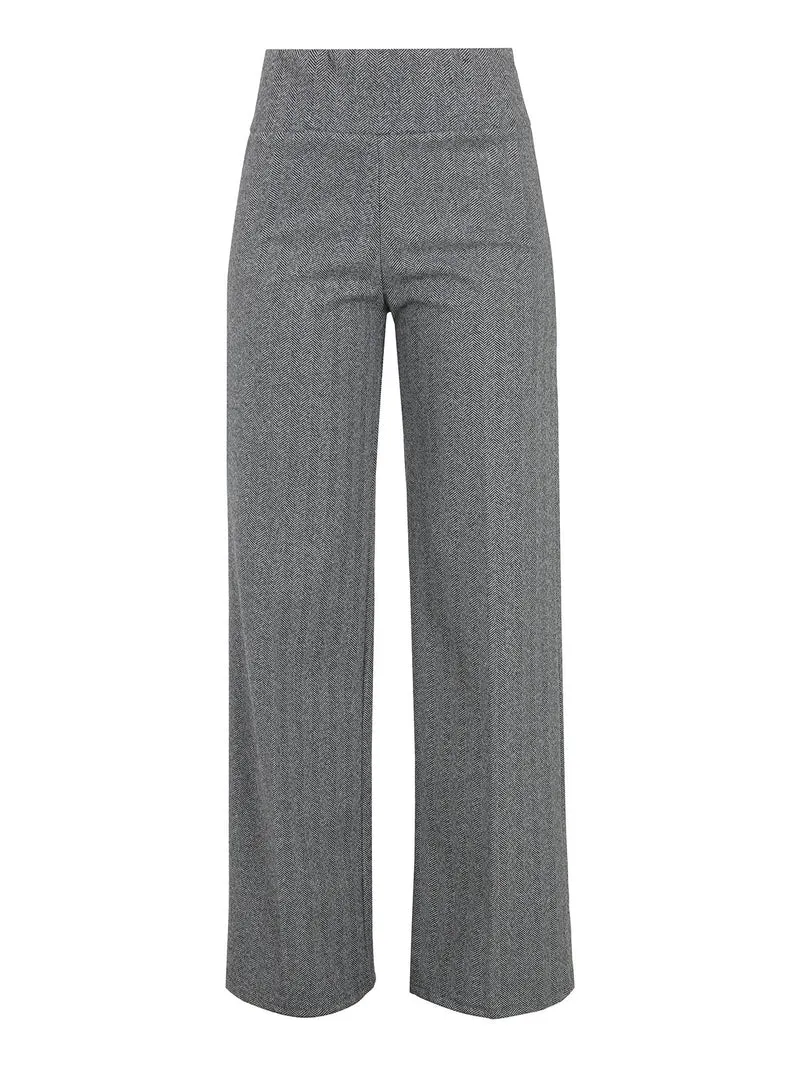 Pantaloni donna spigati a vita alta - grigio