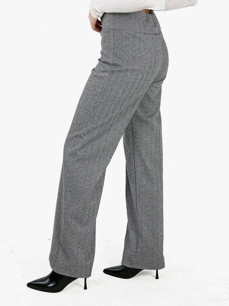 Pantaloni donna spigati a vita alta - grigio