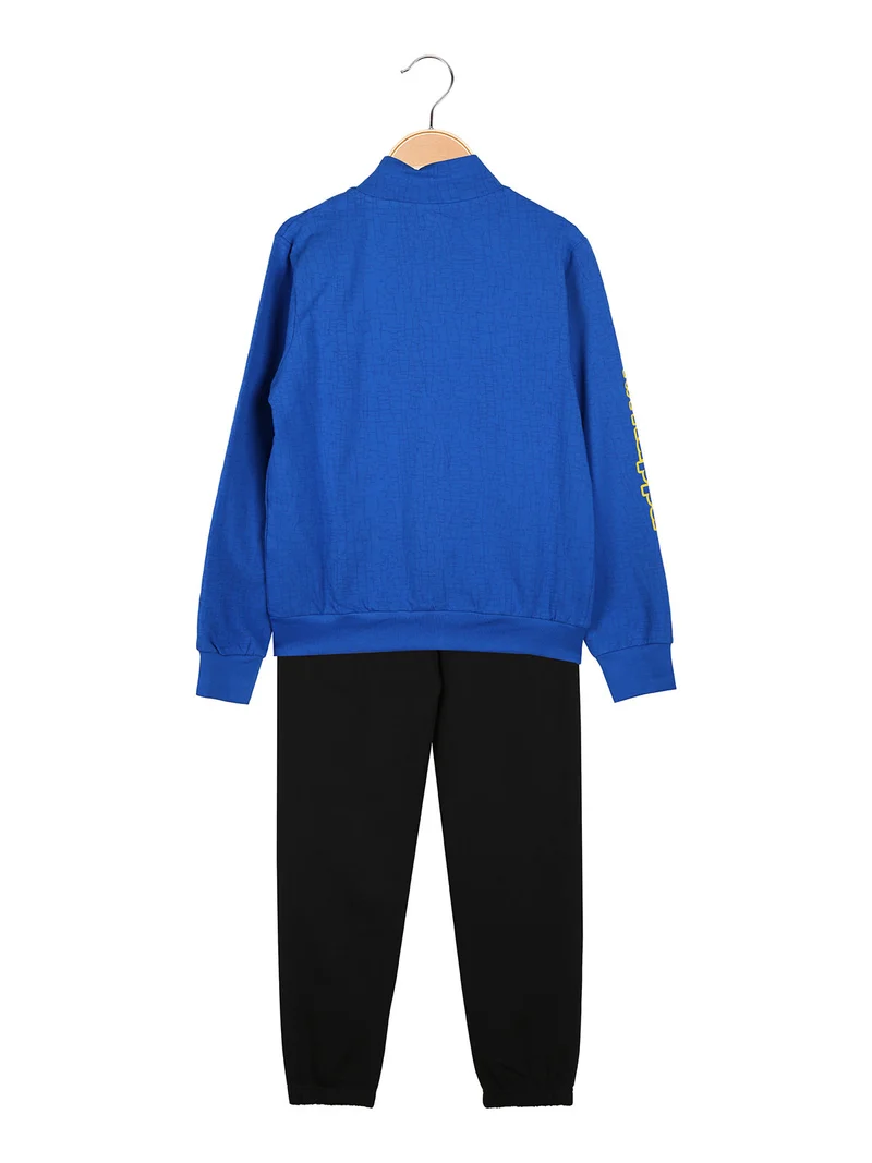 Completo tuta da ragazzo 2 pezzi full zip in cotone - blu