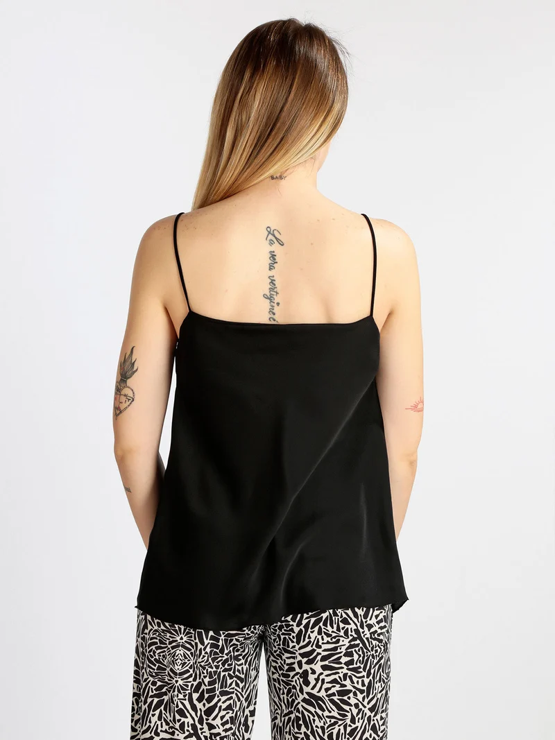 Top donna con scollo a cascata - nero