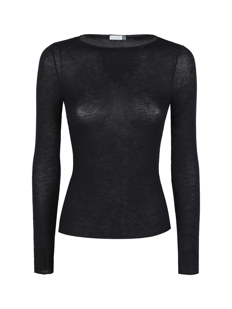 Maglietta donna in cashmere ultra light - nero