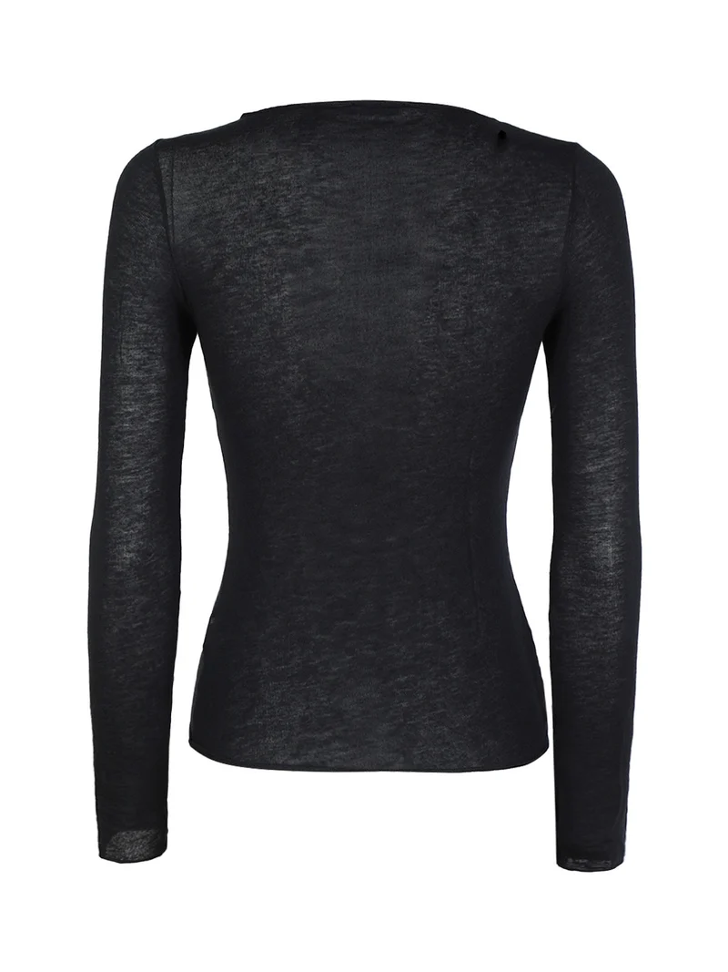 Maglietta donna in cashmere ultra light - nero