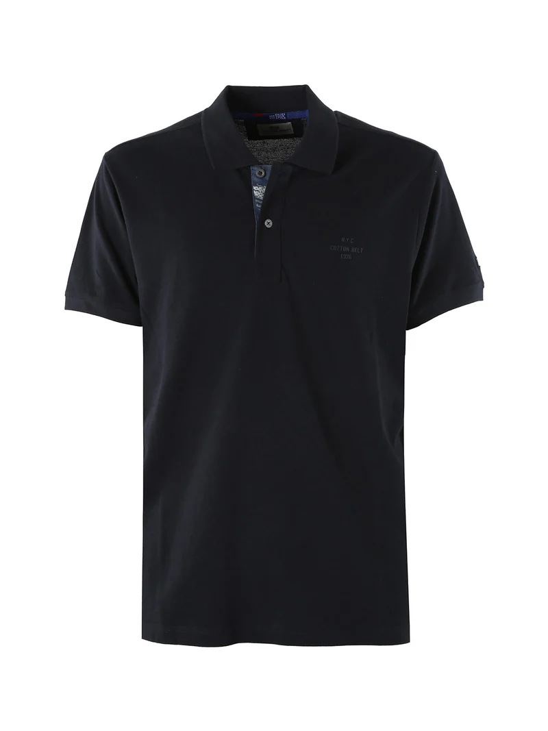 Polo da uomo in cotone a maniche corte - blu scuro