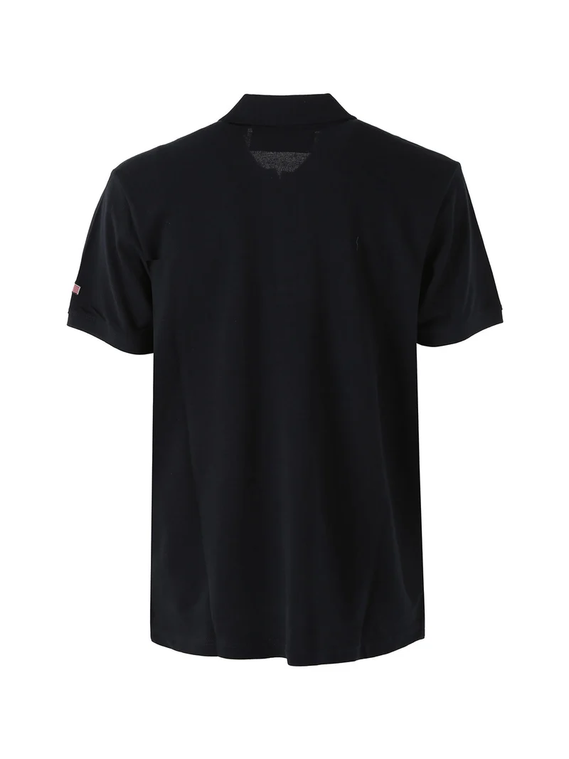 Polo da uomo in cotone a maniche corte - blu scuro