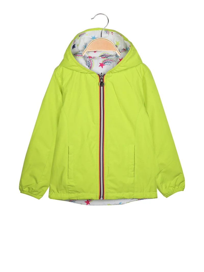 Giacca a vento reversibile da bambina con cappuccio - mela