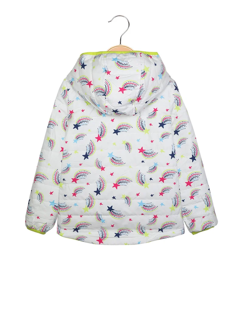 Giacca a vento reversibile da bambina con cappuccio - mela