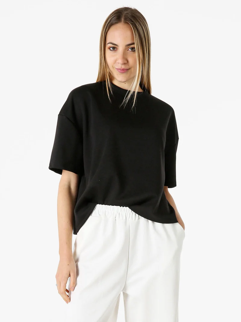 T-shirt donna oversize in felpa - nero