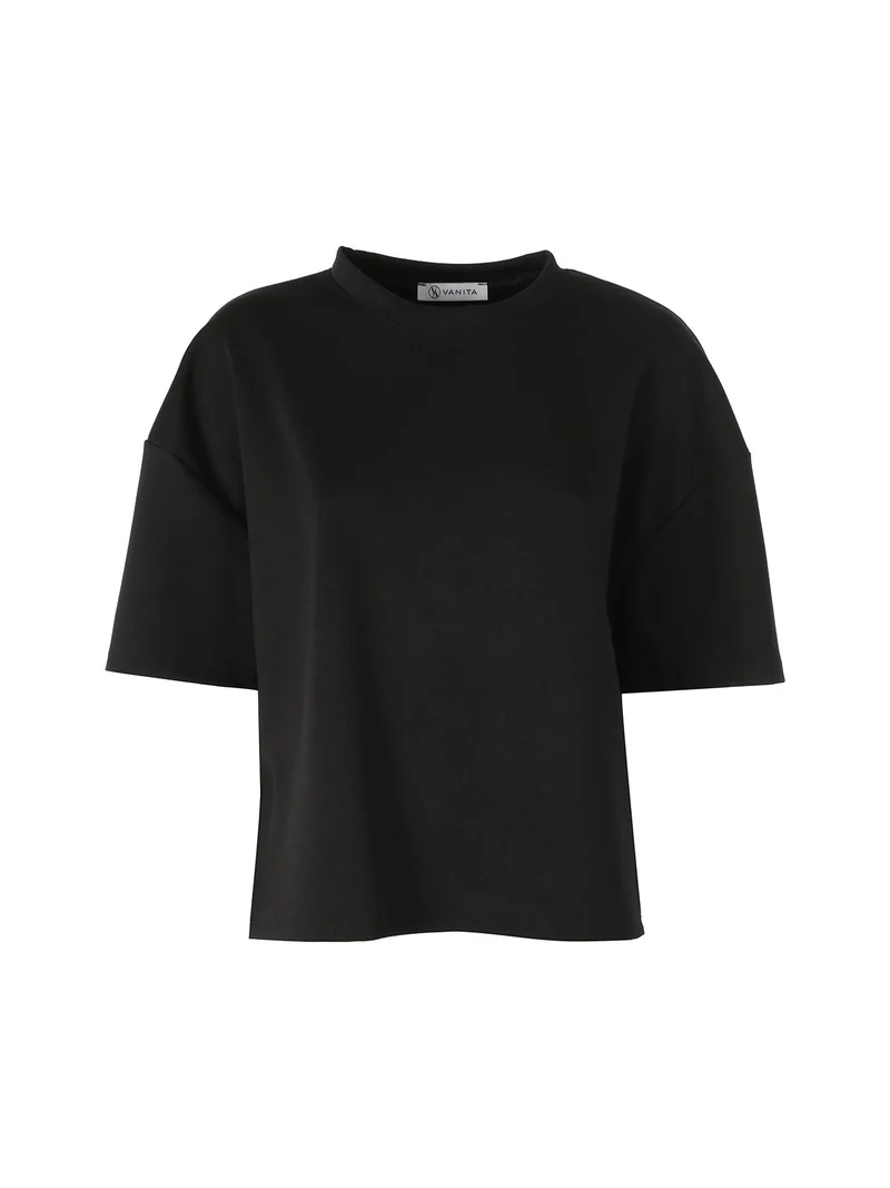 T-shirt donna oversize in felpa - nero