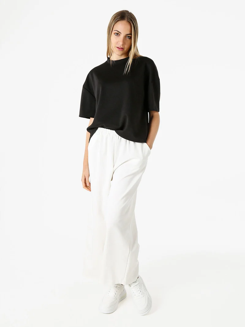 T-shirt donna oversize in felpa - nero