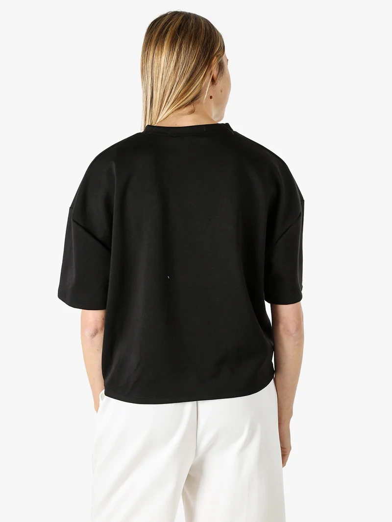 T-shirt donna oversize in felpa - nero