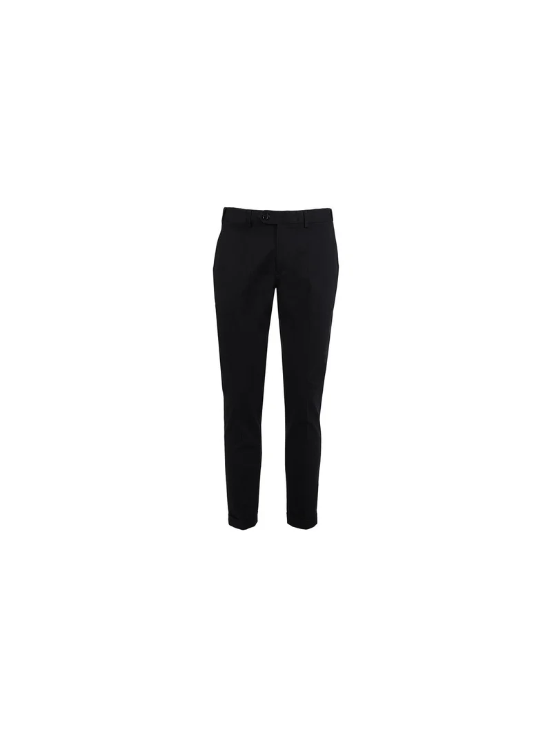 Pantaloni da uomo in cotone con risvolti sul finale - nero