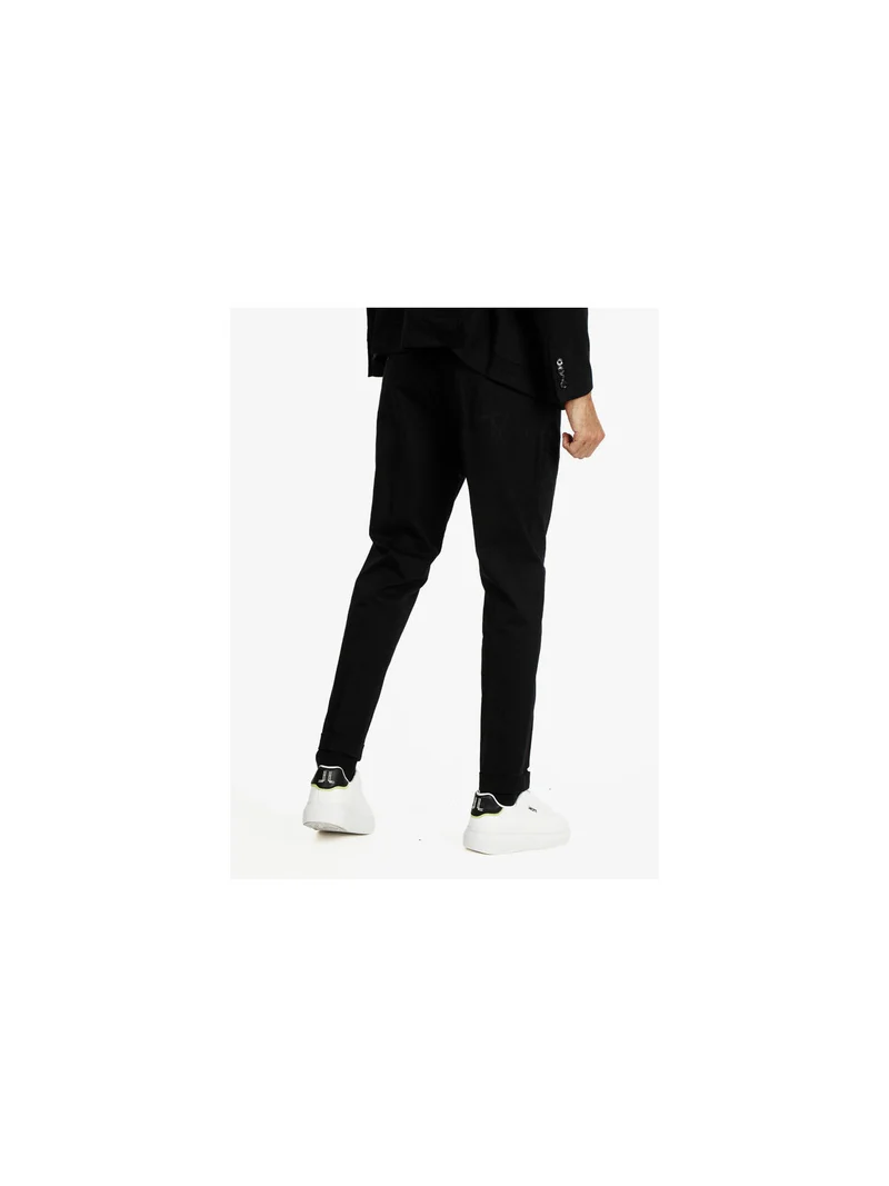 Pantaloni da uomo in cotone con risvolti sul finale - nero