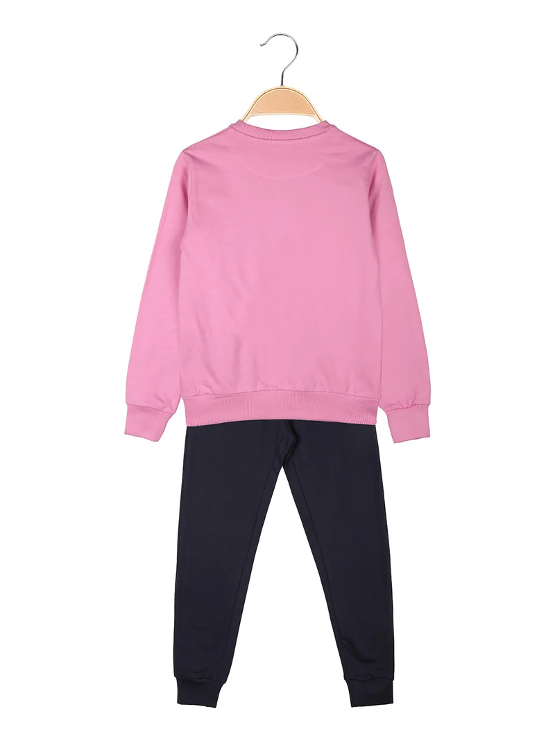 Completo girocollo da bambina 2 pezzi - rosa
