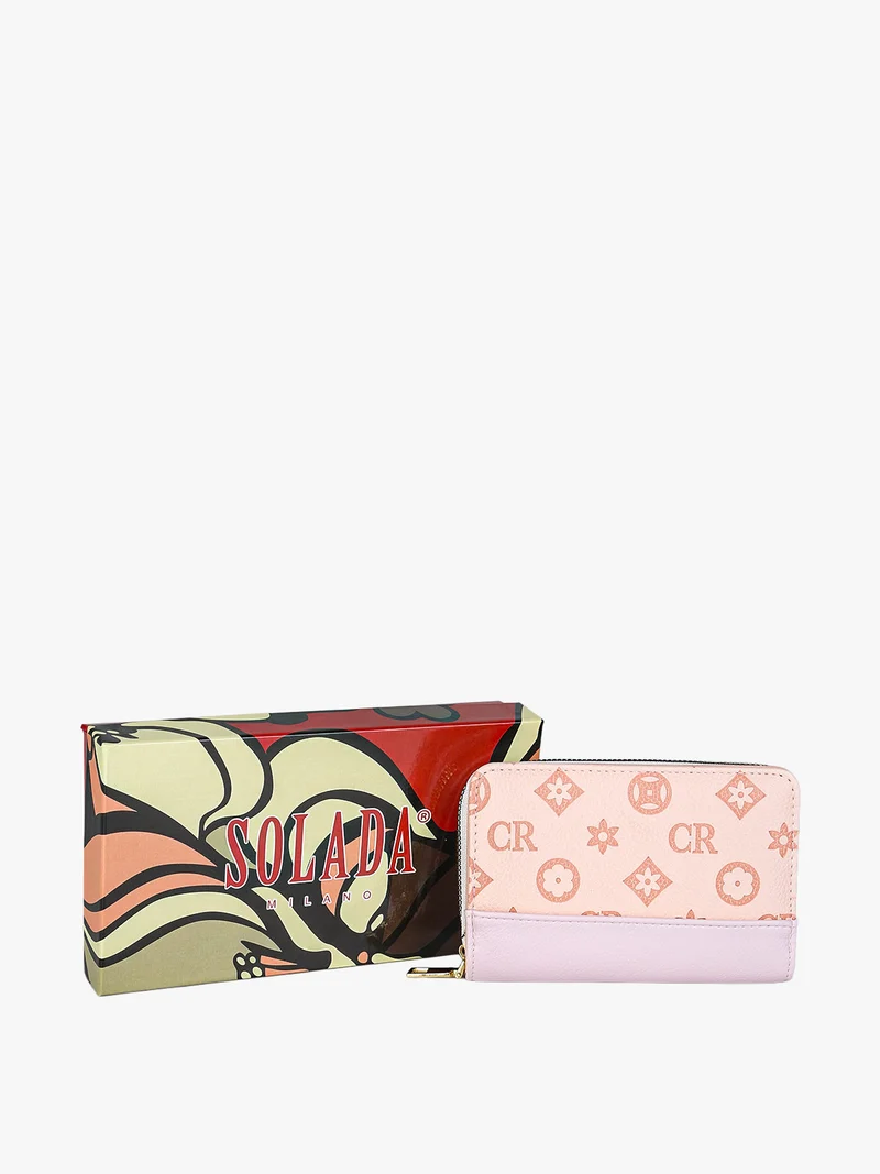 Portafoglio da donna con stampa monogramma - rosa