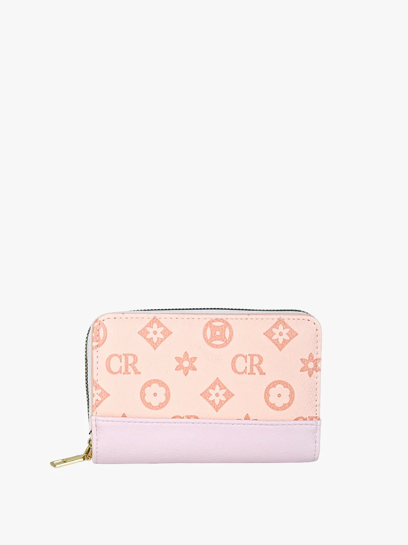 Portafoglio da donna con stampa monogramma - rosa