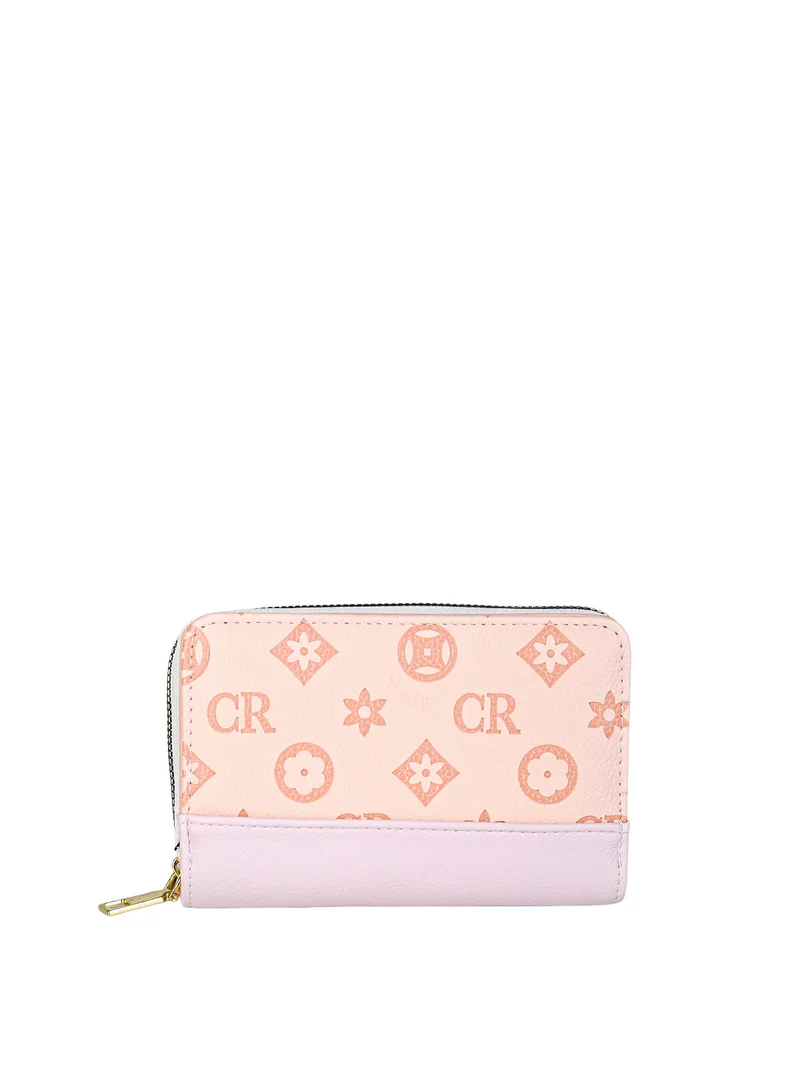 Portafoglio da donna con stampa monogramma - rosa