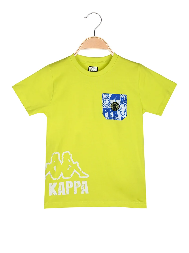 T-shirt da bambino in cotone con taschino e logo - limone