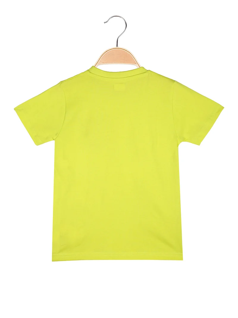 T-shirt da bambino in cotone con taschino e logo - limone